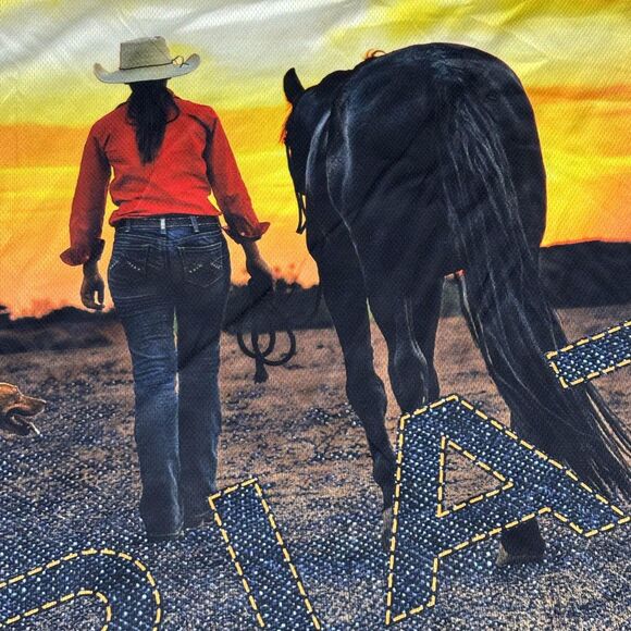 Ariat Polo Shirt Mens Extra Large Multicolor Sunset Western Graphic Long Sleeve - Picture 13 of 14